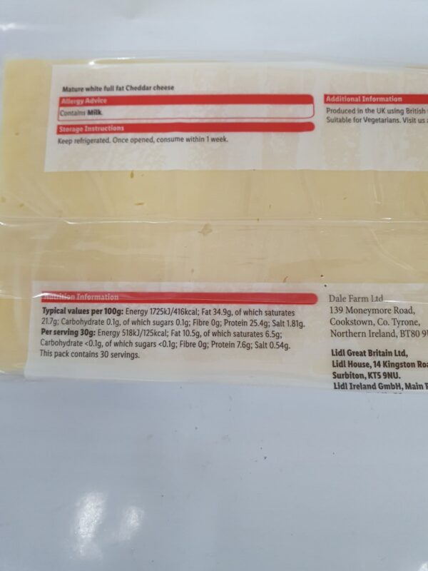 Quarter block of Cheddar Cheese - Image 2