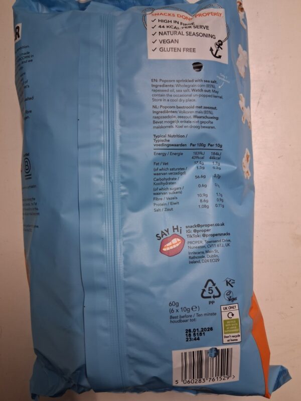 6 Pack Sea Salted Popcorn - Image 2